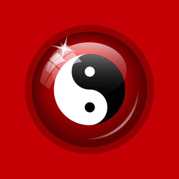 Icono Ying Yang Botón Internet Sobre Fondo Rojo — Foto de Stock