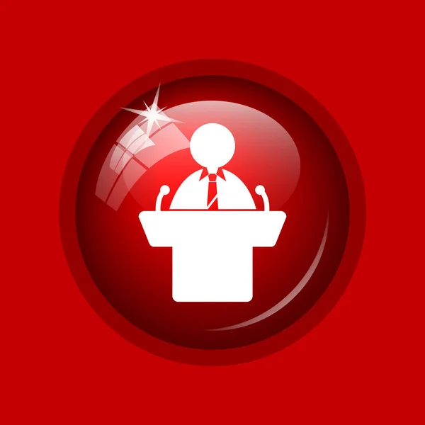 Speaker icon. Internet button on red background