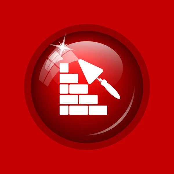 Ikona Zdi Budovy Internet Tlačítko Červeném Pozadí — Stock fotografie