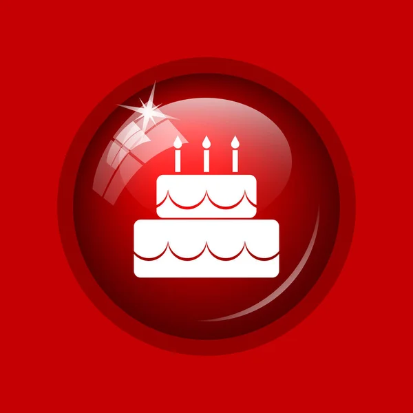 Cake icon. Internet button on red background