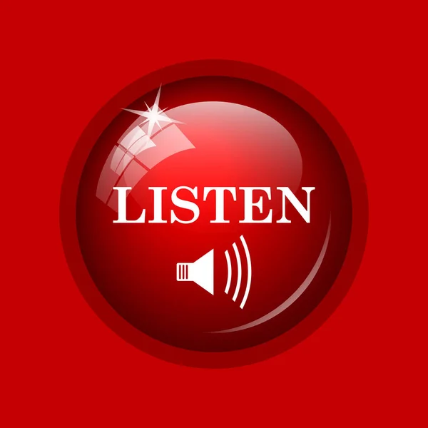 Listen icon. Internet button on red background
