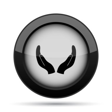 Eller simgesini korumak. Beyaz arka plan üzerinde Internet düğmesi