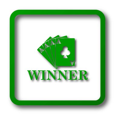 Poker kazanan simgesi. Beyaz arka plan üzerinde Internet düğmesi