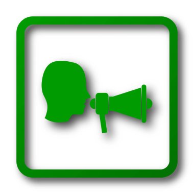 Megafon simgesi. Beyaz arka plan üzerinde Internet düğmesi