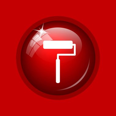 Silindir simgesi. Internet düğmesini kırmızı zemin üzerine