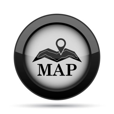 Harita simgesi. Beyaz arka plan üzerinde Internet düğmesi