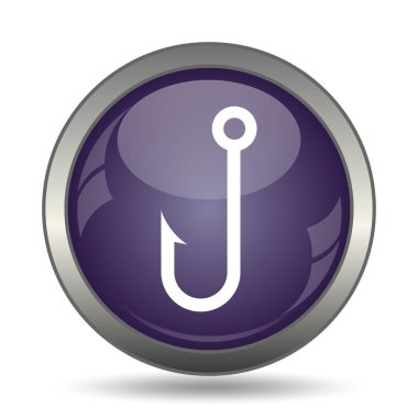 Balık simgesi kanca. Beyaz arka plan üzerinde Internet düğmesi