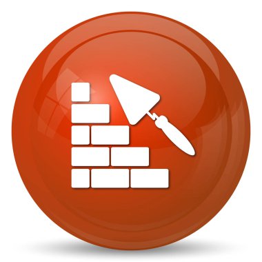 Bina duvar simgesi. Beyaz arka plan üzerinde Internet düğmesi