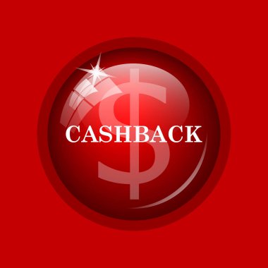 Cashback simgesi. Internet düğmesini kırmızı zemin üzerine