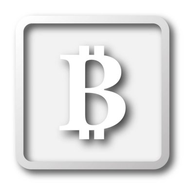 Bitcoin simgesi. Beyaz arka plan üzerinde Internet düğmesi