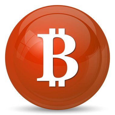 Bitcoin simgesi. Beyaz arka plan üzerinde Internet düğmesi