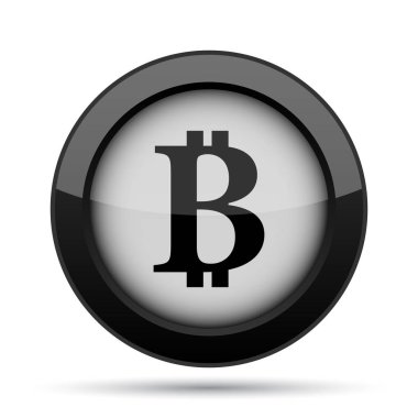 Bitcoin simgesi. Beyaz arka plan üzerinde Internet düğmesi