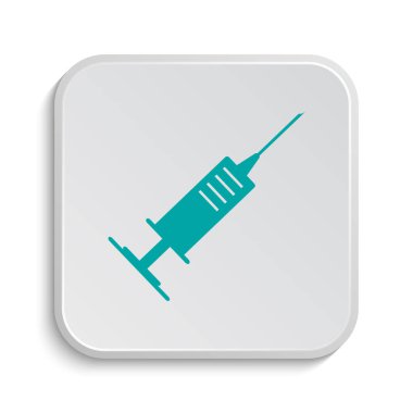 Şırınga simgesi. Beyaz arka plan üzerinde Internet düğmesi