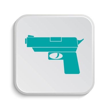 Silah simgesi. Beyaz arka plan üzerinde Internet düğmesi