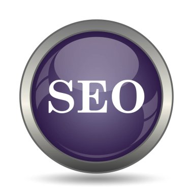 SEO simgesi. Beyaz arka plan üzerinde Internet düğmesi