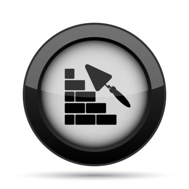 Bina duvar simgesi. Beyaz arka plan üzerinde Internet düğmesi