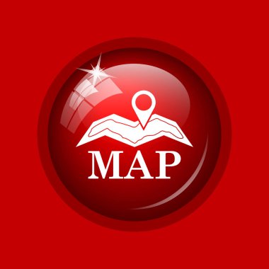 Harita simgesi. Internet düğmesini kırmızı zemin üzerine