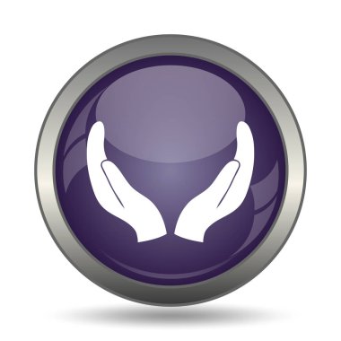 Eller simgesini korumak. Beyaz arka plan üzerinde Internet düğmesi