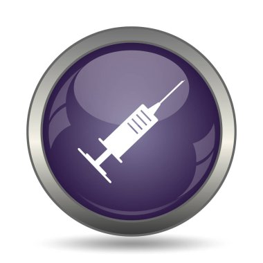 Şırınga simgesi. Beyaz arka plan üzerinde Internet düğmesi