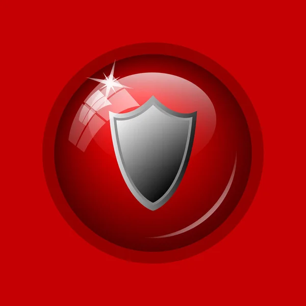 Icono Del Escudo Botón Internet Sobre Fondo Rojo — Foto de Stock