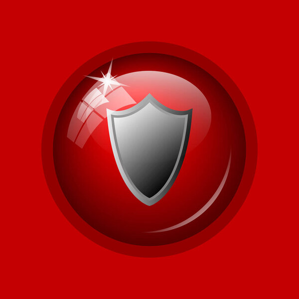Shield icon. Internet button on red background