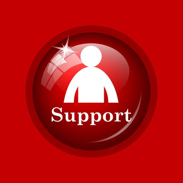 Support Ikonen Internet Knappen Röd Bakgrund — Stockfoto