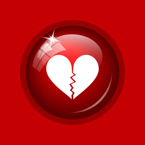 Икона Разбитого Сердца Кнопка Интернет Красном Фоне — стоковое фото
