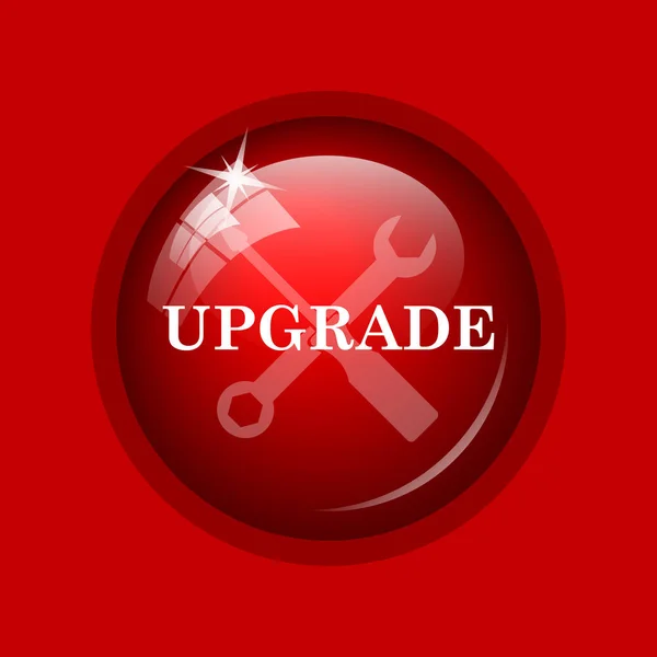Upgrade Pictogram Internet Knop Rode Achtergrond — Stockfoto