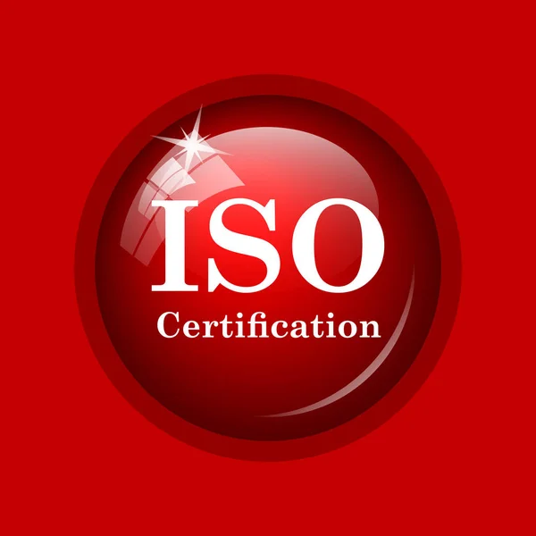 ISO certification icon. Internet button on red background