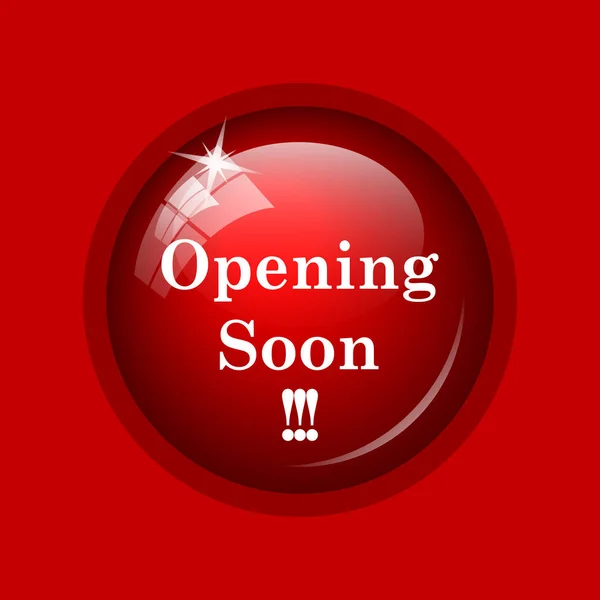 Opening soon icon. Internet button on red background