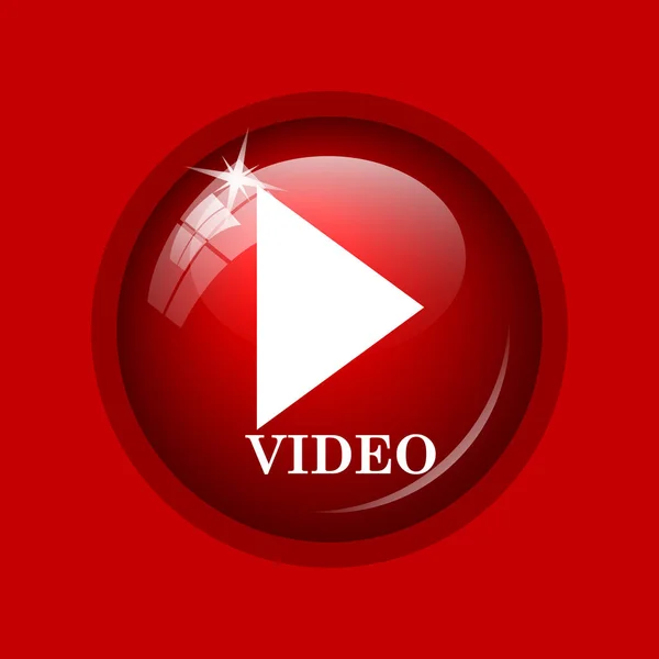 Ícone Reprodução Vídeo Botão Internet Fundo Vermelho — Fotografia de Stock