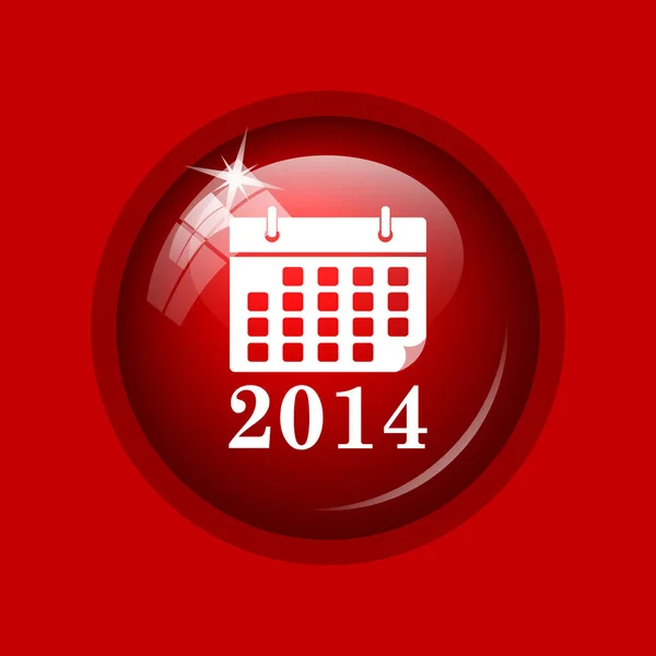 Ícone Calendário 2014 Botão Internet Fundo Vermelho — Fotografia de Stock