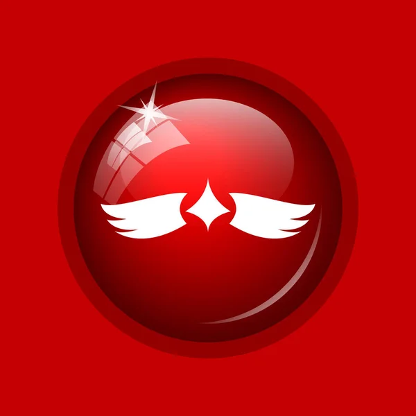 翼のアイコン 赤の背景にインター ネット ボタン — ストック写真