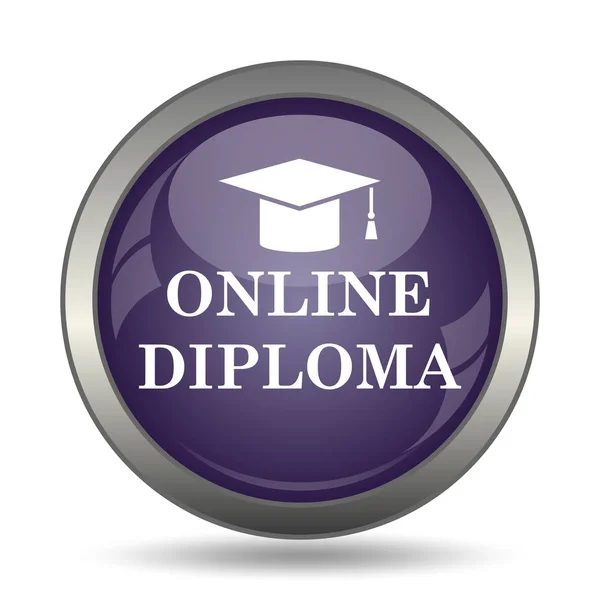 Icono Diploma Línea Botón Internet Sobre Fondo Blanco — Foto de Stock