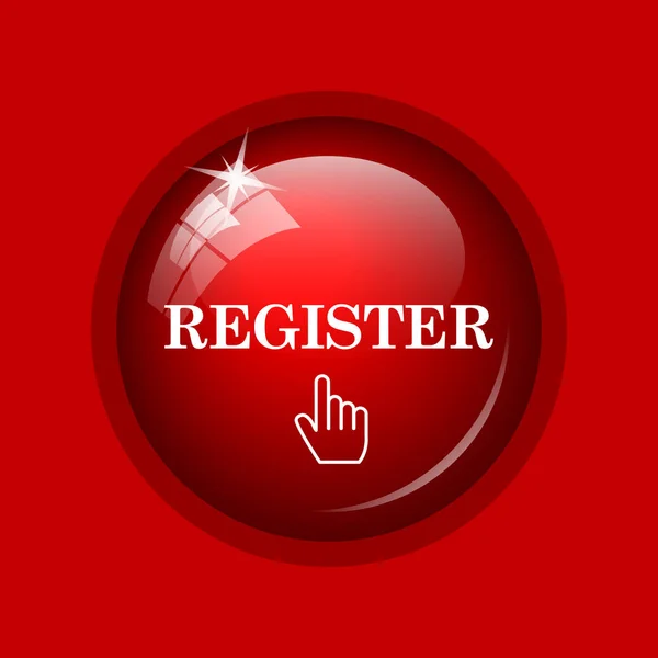 Register icon. Internet button on red background