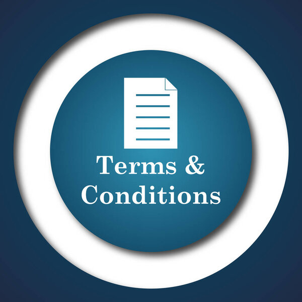 Значок "Условия и положения". Кнопка Интернет на белом фоне
