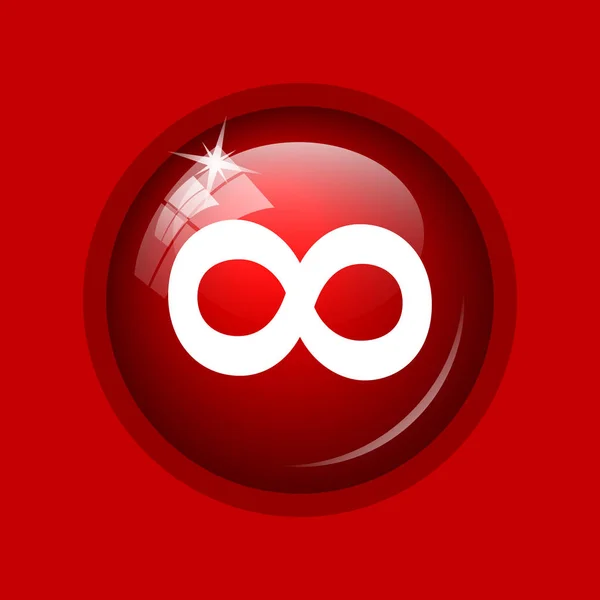 Ikona Znak Nieskończoności Przycisk Internet Czerwonym Tle — Zdjęcie stockowe