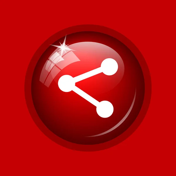 Social media - link icon. Internet button on red background
