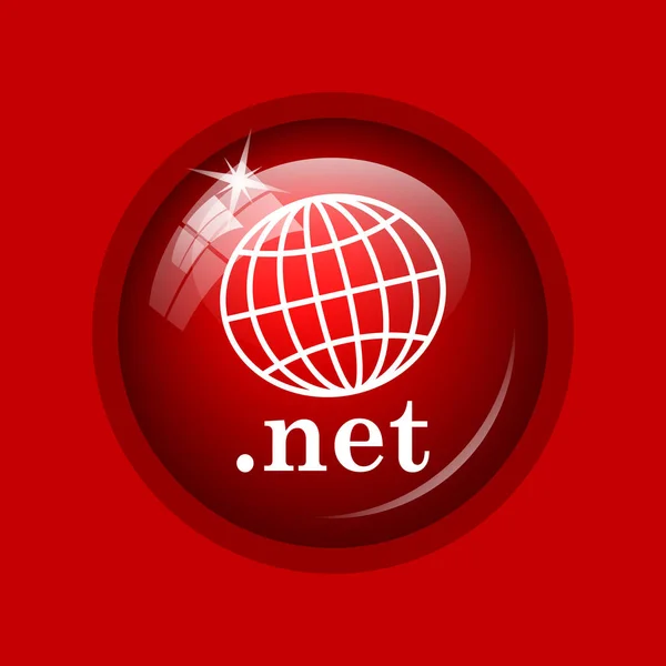 .net icon. Internet button on red background