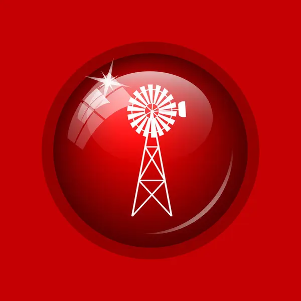 Classic Windmill Icon Internet Button Red Background — Stock Photo, Image