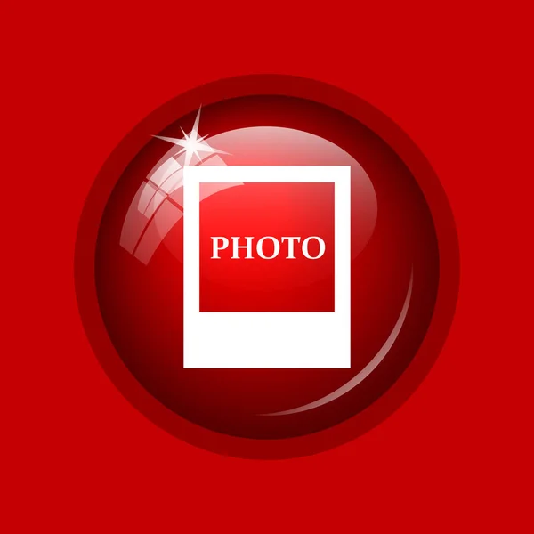 Ícone Foto Botão Internet Fundo Vermelho — Fotografia de Stock