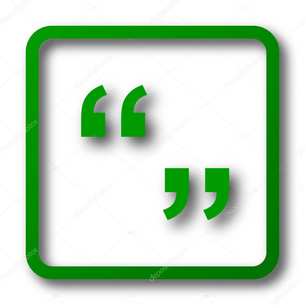Quotation marks icon. Internet button on white background