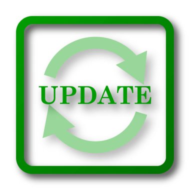 Update simgesi. Beyaz arka plan üzerinde Internet düğmesi