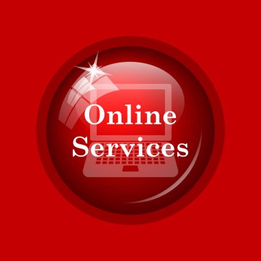 Çevrimiçi hizmetler simgesi. Internet düğmesini kırmızı zemin üzerine