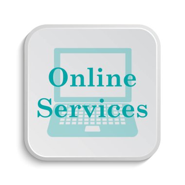 Çevrimiçi hizmetler simgesi. Beyaz arka plan üzerinde Internet düğmesi