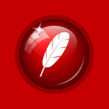 Tüy simgesi. Internet düğmesini kırmızı zemin üzerine