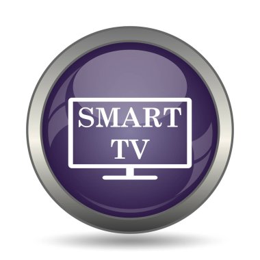 Akıllı tv simgesi. Beyaz arka plan üzerinde Internet düğmesi