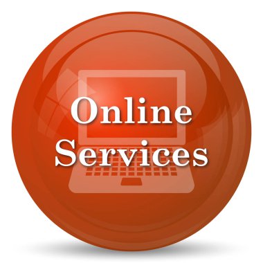 Çevrimiçi hizmetler simgesi. Beyaz arka plan üzerinde Internet düğmesi