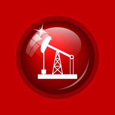 Petrol pompa simgesi. Internet düğmesini kırmızı zemin üzerine
