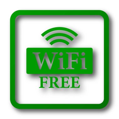 WiFi ücretsiz simge. Beyaz arka plan üzerinde Internet düğmesi